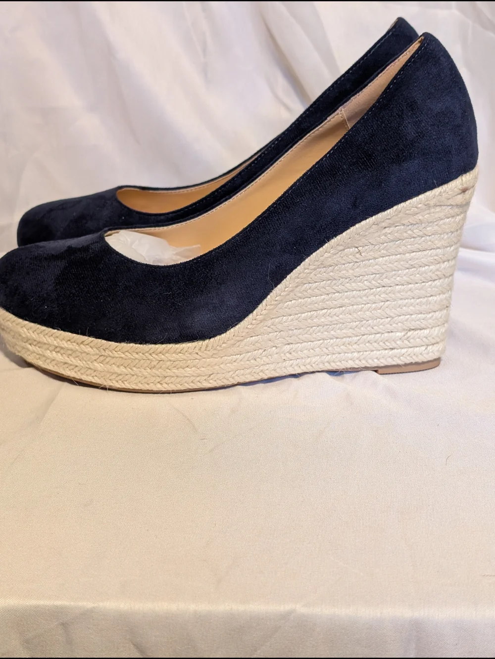 Women’s Navy Suede Espadrille Wedge Pumps